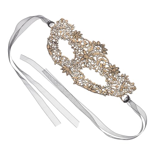 VANZACK Máscara Veneciana Dorada Hueca para Fiesta de Disfraces Mardi Gras Baile de Máscaras para Mujeres con Lazos Ajustables Visibilidad Mejorada y Ventilación