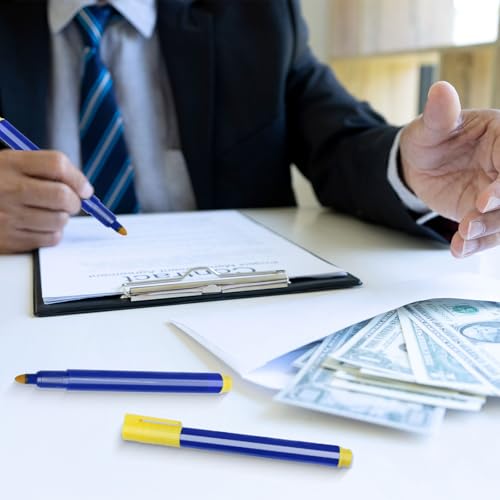 Jerhyun 10 Stück Falschgeldmarker, Blau Falschgeld Prüfer Stift, Flexibel und Tragbar Geld Kontrollstift für Zur Überprüfung der Echtheit Verschiedener Banknoten(10)