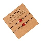 Beavorty Geflochtenes Paar Armband aus Karneol Kristall Gedenkarmband Schwarze Handgelenkkette für Paare Minimalistischer Schmuck