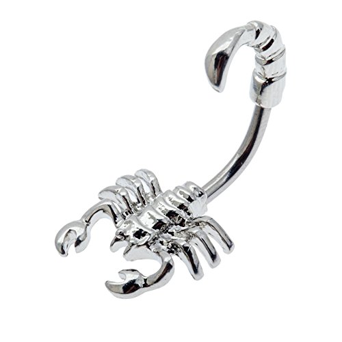 VAGA Belly Button Rings Stainless Steel Jewelry Cool Silver Colored 316F stainless steel 14 Gauge Scorpio Shaped Belly Ring Navel Bellybutton Piercing Bananabell Barbell Cute Trendy Rings