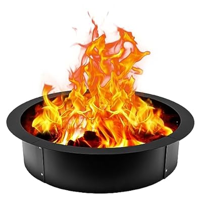 Migoda Fire Pit Ring 45-Inch Outer/39-Inch Inner Diameter, Fire Ring Insert DIY Campfire Liner Heavy Duty Steel Fire Pit Liner for Camping Outdoors, Backyard Garden Wood Burning