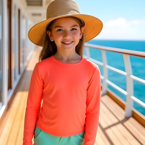 INGEAR Girls Long Sleeve Rash Guard Swim Shirt Outdoor Sports Shirt Lightweight Athletic Tee Protective4