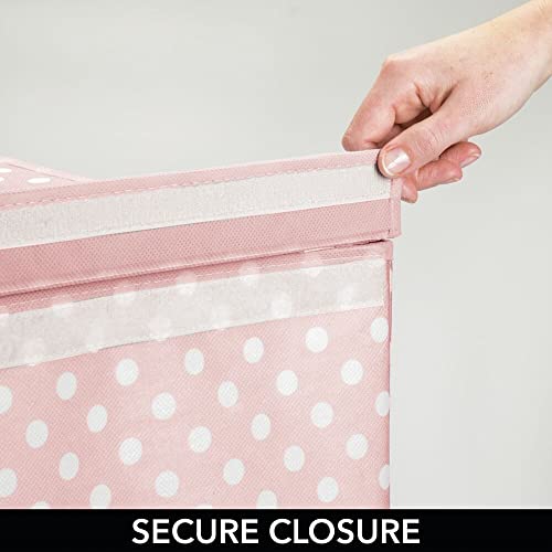 Mdesign Large Upright Single Laundry Hamper Basket With Hinged Lid And Handles - Portable And Foldable For Compact Storage In Baby Nursery, Kid Bedroom, Playroom - Pink/White Polka Dots #TOP3