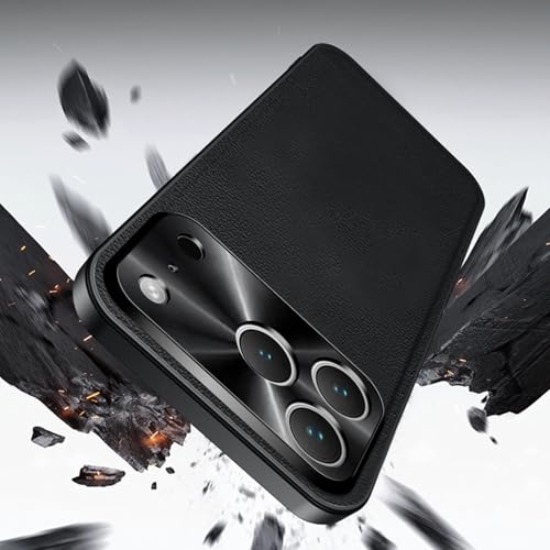 Étui compatible avec iPhone 12 Pro noir texture cuir évite les rayures - 7