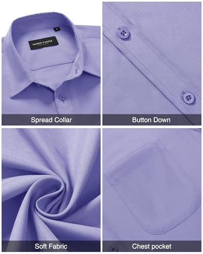 Image of Alimens & Gentle Men's Short Sleeve Dress Shirts Wrinkle Free Untucked Casual Button Down Shirt