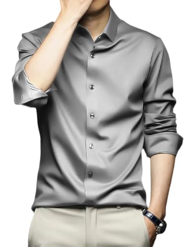 Image of IndoPrimo Men's Stylish Solid Satin Casual Shirt for Men Full Sleeve