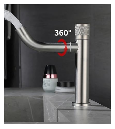 Robinet de lavabo en acier inoxydable brossé avec commande mono-poignée - 4