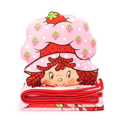 Strawberry Shortcake Pink Strawberries Galore Nogginz Set - 40 X 50 Inch Blanket & Pillow, Kids Super Soft 2 Piece Set #TOP4