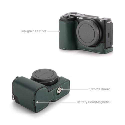 Funda de Cuero para Cámara Sony ZV-E10 II Verde miniatura 3