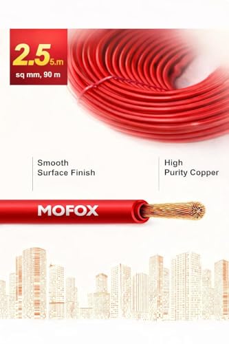 Image of MOFOX Diamond Series FR /FRLS Electrical Wire, Multi-Strand Copper Conductor 90 Meter (RED, 2.50 SQ MM)
