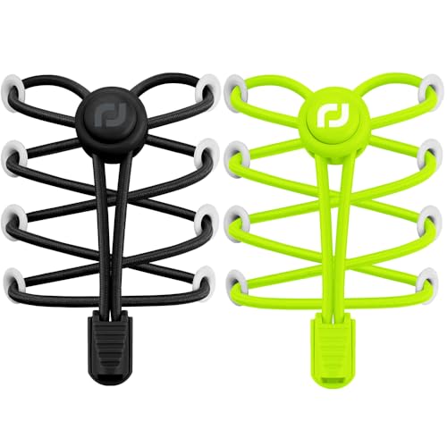 Lacets élastiques sans nœud RJ-Sport robustes pour chaussures de vitesse noir jaune