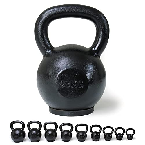Core-Power Cast Iron Kettlebell 28kg | Kettlebell de Hierro Fundido 4-32kg Gimnasio, Fitness y Crossfit | Huella de Goma para Proteger el Suelo Cover