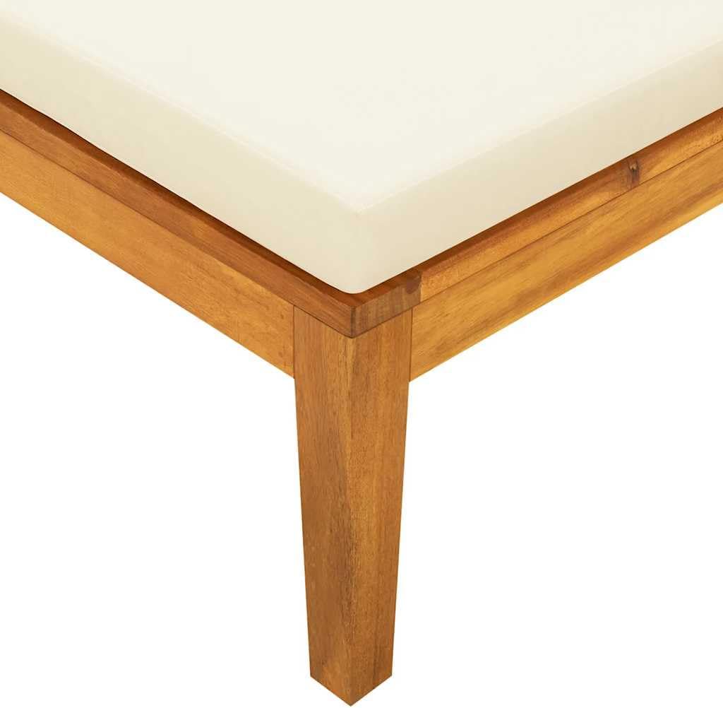 vidaXL Outdoor Acacia Wood Sun Lounger with Cream White Cushions and Adjustable Armrest - Comfortable and Durable Patio Furniture