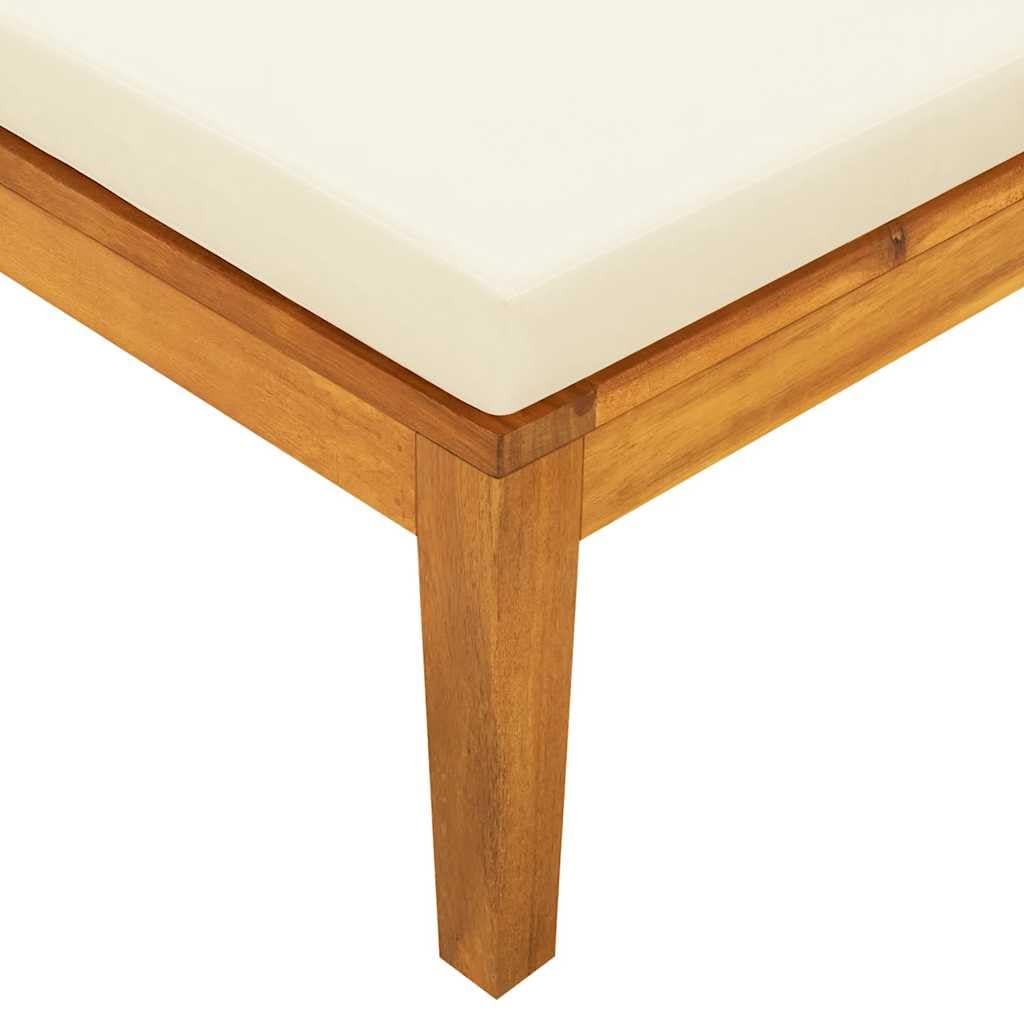 vidaXL Lettino Prendisole con Cuscini Bianco Crema in Acacia Massello