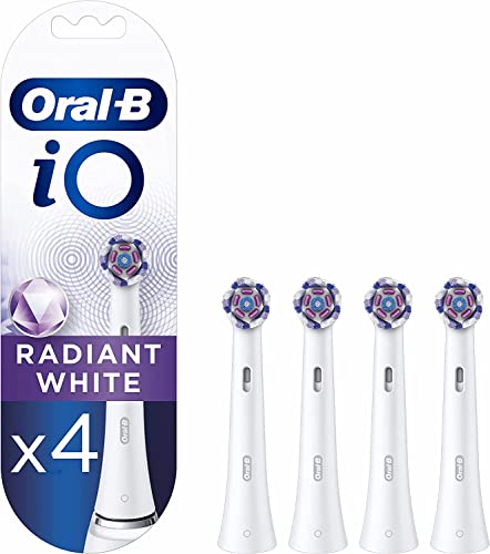 Oral-B iO Radiant White Testine Spazzolino Elettrico, Confezione da 4 Testine di Ricambio, Pulizia Sbiancante e...