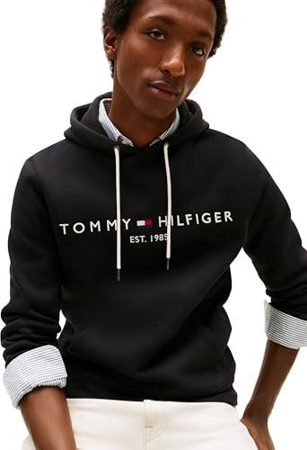 Tommy Hilfiger Men’s Core Tommy Logo Hoodie, Black (Jet Black), S - Image 2