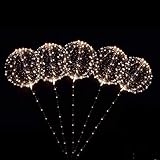18 Inch 5 PCS 3 Mode Flashing Led Light Up BoBo Balloons Colorful/ WarmWhite Fillable Transparent Balloons with Helium, Great for Christmas Party, House Decorations, Graduation (Warm white Flashing)