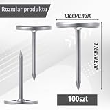 100 szt. wytrzymałych pinezek, srebrne pinezki, płaskie pinezki, dekoracja pokoju na tablicę korkową, wieszanie zdjęć na ścianie, meble domowe, sofa, rzemiosło, biuro, DIY (srebrne)