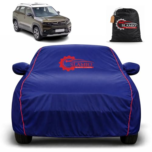 Image of Car Cover for Maruti Suzuki Vitara Brezza 2022-2026 | 100% Waterproof Heavy-Duty 3-Layer Car Body Cover | All-Weather Rain, UV, Heat & Dust Protection | Custom Fit | Antenna Pocket | Navy Blue