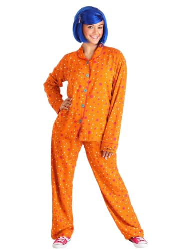 Fun Costumes Womens Coraline Pajamas Top & Bottom Set - L Orange