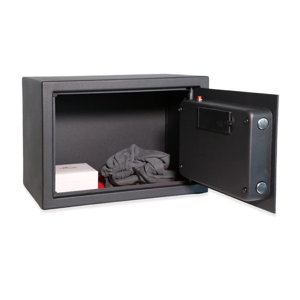 BTV | Caja Fuerte Electrónica de Sobreponer modelo Alpha 25 |Caja de Seguridad con Puerta de 4 mm y Cuerpo de 1.5 mm de Espesor | Caja Fuerte de Depósito | 37 x 28.5 x 27.5 cm