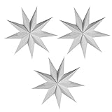 EOPER 3 Pieces 9 Pointed Paper Star Lanterns 12 Inch Hanging Lampshade for LED Light Wedding Birthda