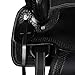 Barrel Brown Western Horse Trail Saddle Set Leather Horse Saddle with Headstall, Breast Collar Combo Rodeo Cowboy Riding Equestrian Comfortable Ride Black Saddle Tack Set (Black, 15 Inch)