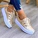 Baxtayel Fashion Platform Sneakers for Women Dressy Leather Lace Up Low Top Walking Shoes Comfort Slip On Flats Loafers Chunky Bottom Heels Shoes Beige