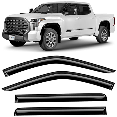 CLIM ART Incredibly Durable Rain Guards for Toyota Tundra 2022-2026 CrewMax, Original Tape-on Window Deflectors, Vent Deflector,Window Visors, Car Accessories,4pcs. - 422285