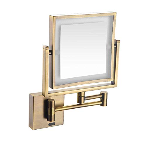 Miroir maquillage LED or rose rectangulaire extensible 3X pour salle de bain