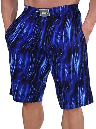 Mens Athletic Workout Shorts Casual Shorts Elastic Waist Joggers Sports Workout Exercise Shorts in Blue Tide Design