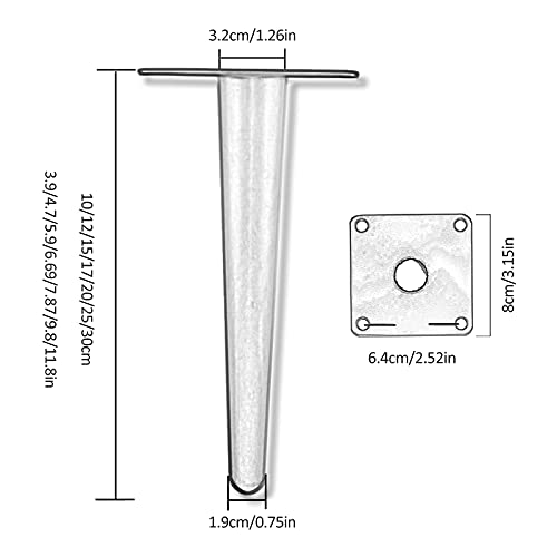 Pieds de table robustes en fer 10cm pour canapé et lit