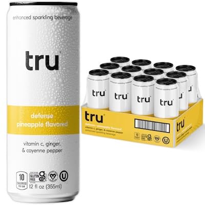 Tru Energy Seltzer, Sparkling Water with Natural Caffeine, Orange Mango Juice, Green Tea Extract & B Vitamins, Lightly Carbonated Energy Drink, Gluten Free, Vegan, Low Calorie, 12 FL OZ Cans, 12 Pack