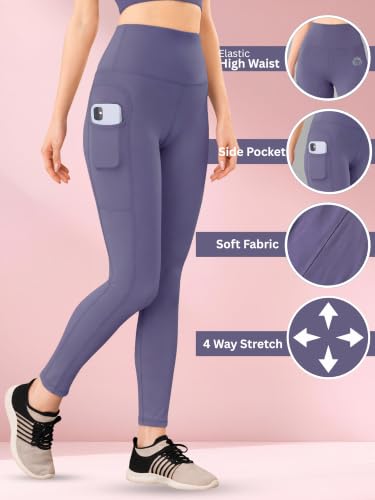 Image of Yoga Pant for Womens High Wasit Tights with Side Pocket Slim Fit Gym wear Running Sports wear Leggings Stretchable Combo Pack of 2