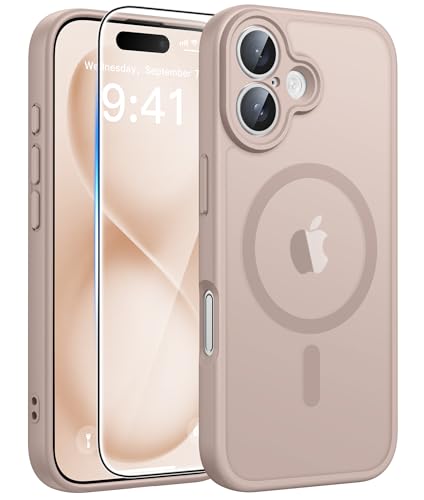 Image of FNTCASE for iPhone 16 Plus Case: [Compatible with Magsafe] Translucent Matte Cases with [Full Camera Protection] [Screen Protector] Military Grade Shockproof Protective Phone Cover - Desert Gold