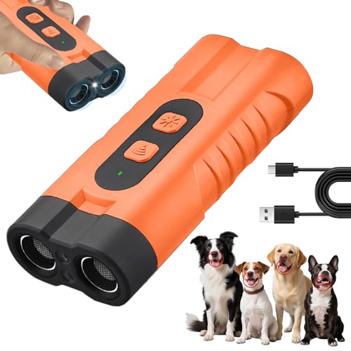 Anti Bell Gerät Hunde, Ultraschall Hundeabwehr, Wiederaufladbar Antibell Ultraschall Gerät, Antibell Ultraschall Gerät mit 3 Einstellbaren Frequenzen LED-Taschenlampe, Bellstopp für Hunde