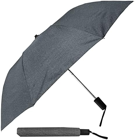 STROMBERGBRAND UMBRELLAS The 42" Arc Heather Spectrum Auto-Open Folding Umbrella, Sturdy Metal Shaft, Heather Gray