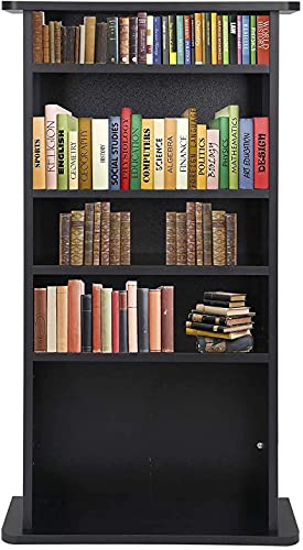 Nouva Media Storage Cabinet-DVD, CD, Blue-Rays, 5 Adjustable Shelves Hutch Cabinet, Games DVD Storage Tower Shelf Rack Standing Shelves