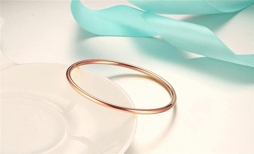PAMTIER Bracciale Rigido Tondo In Acciaio Inossidabile, Sottile 2mm O 3mm, Lucido E Impilabile, Ideale Come Idea Regalo