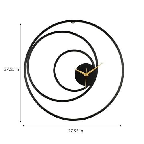 Image of Wakefit Metal Analog Wall Clock Big | 28 Inch | Laser Cut Abstract Home Decor & Gifting Option | for Living Room Study Bedroom & Office Decor | Clokel Metal Wall Clock 700MM Black