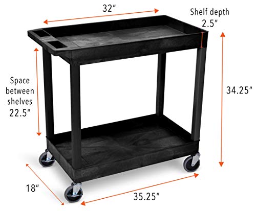 Stand Steady Original Tubstr 2 Shelf Utility Cart/Service Cart Supports up to 400 lbs. - Heavy-Duty Storage Cart for Garage, Warehouse, Kitchens, Plastic Tub Carts with Deep Shelves (Black, 32 x 18) - Thumbnail 6