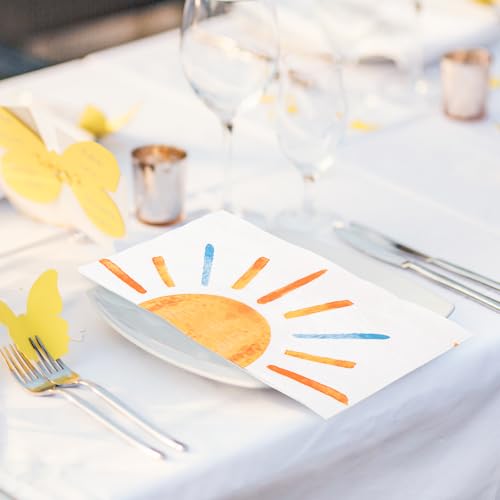 JarThenaAMCS 100 Pcs Colorful Sun Paper Guest Napkin First Trip Around The Sun Napkin Sunshine Disposable Dinner Hand Towels for Home Bathroom Party Supplies by JarThenaAMCS - Used condition - Image 4