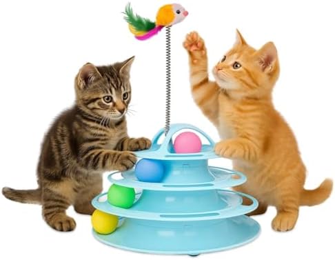 Mobiclinic® Pets, Katzenspielzeug, Interaktiv, Catplay, Sensorische Stimulation, 4 Ebenen, Bälle, Einfach zu montieren, 12x24x16, 5 cm, Interaktiver katzenturm, rutschfest, Attrakt
