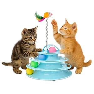 Mobiclinic® Pets, Jouet interactif pour Chat, Catplay, Stimulation sensorielle, 4 Niveaux, Balles, Facile à Monter, 12x24x16, 5 cm, Tour Interactive, Antidérapant, Design Attrayant