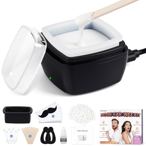 Nose Wax Removal Waxing Kits: Portable Mini Wax Warmer with 100g Hard Wax Beads - Professional Wax Heater Set for Women & Men for Home and Travel Friendly Facial Waxing Solution ﻿