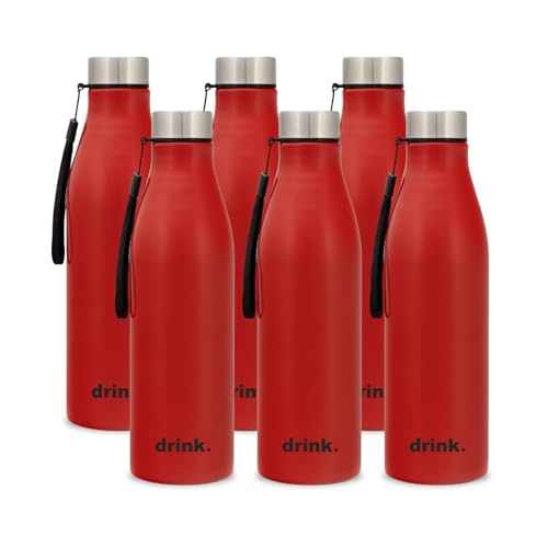Image of Clay Craft VACBOTT Bingo Single Walled Non Insulated Water Bottle-1200ML, 6-Piece(Red) Leak Proof | Easy Grip |Easy To Carry| Gym Bottle | Home | Kitchen | Hiking | Treking Bottle | Travel Bottle