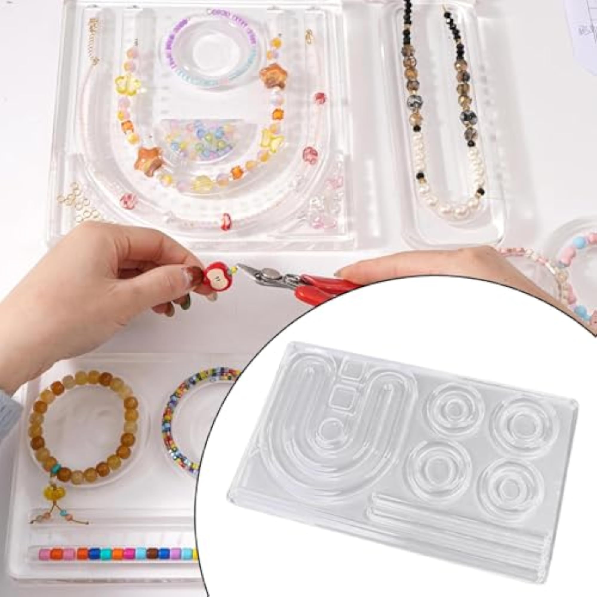Clear Beading Board for Necklace DIY Design, Rectangle