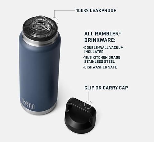 YETI Rambler Chug, izolowana próżniowo butelka ze stali nierdzewnej z szczelną nakrętką, węgiel drzewny, 1065 ml