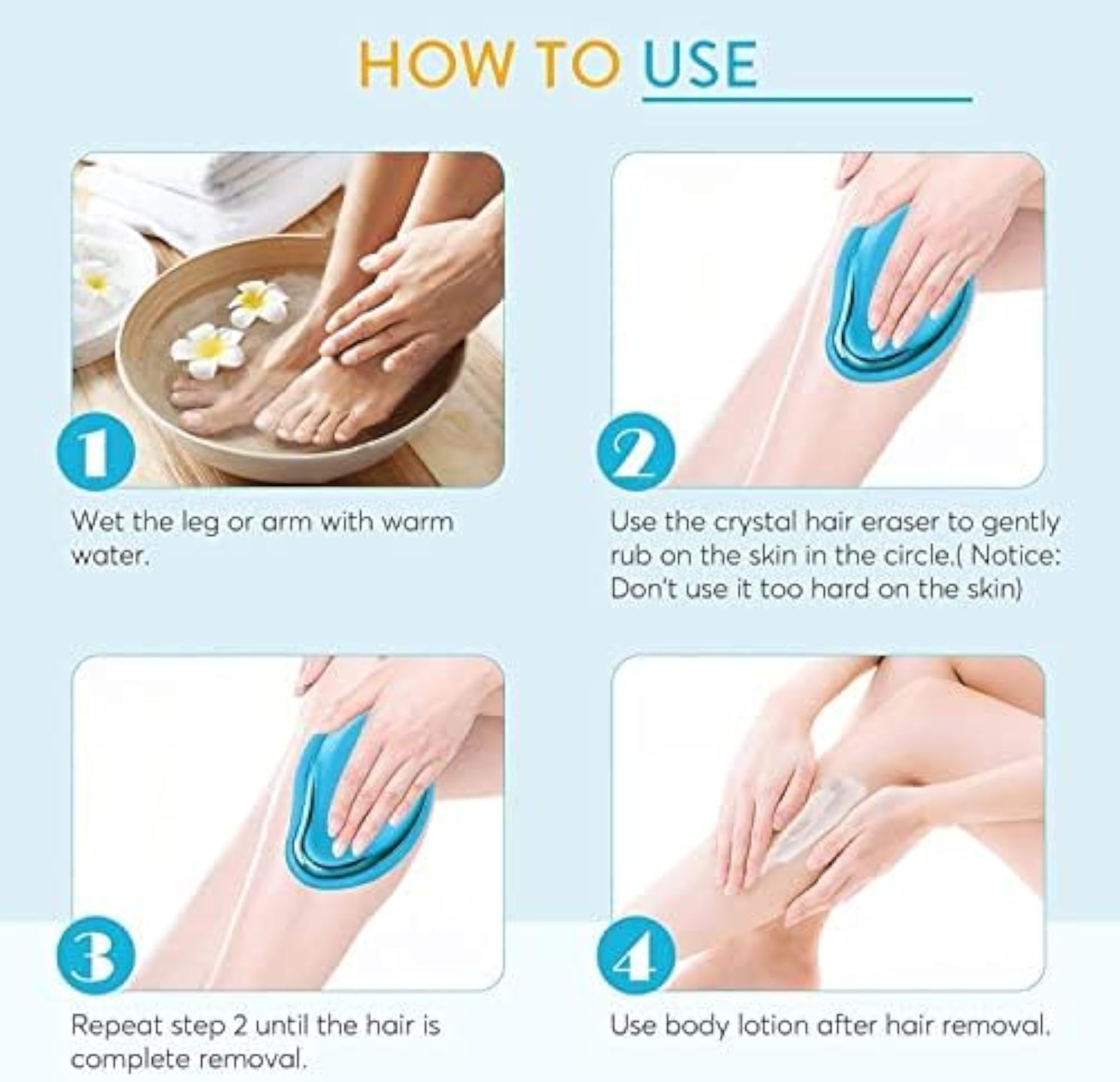 Crystal Hair Eraser for Painless Exfoliation, Hair Removal Tool