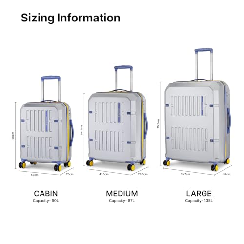 Image of uppercase Hexa Large Solid Trolley Bag with TSA Lock, Durable for Travel, RCS Certified for Sustainability, Anti-Theft Zippers and Double Wheels, Suitcase for Men & Women